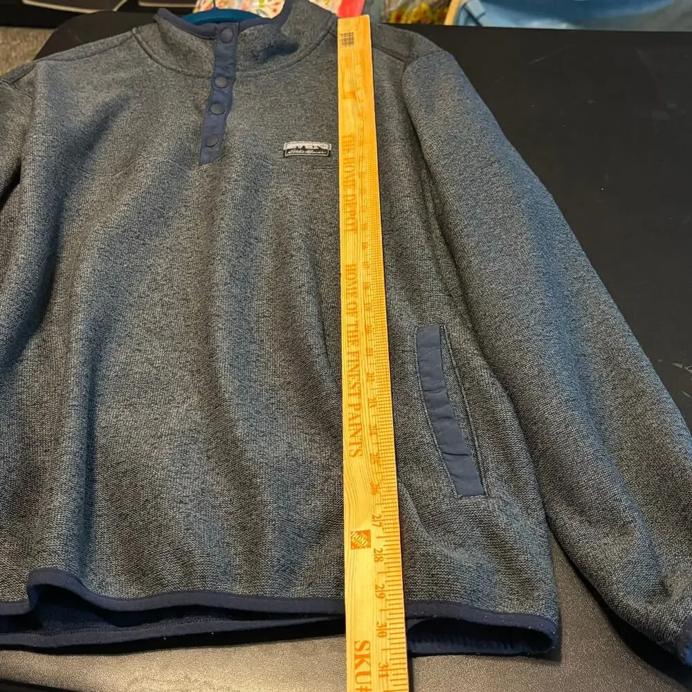 Eddie Bauer Men’s 1/4 Snap Pullover Sweatshirt Gray Fleece XXL Casual Outdoor